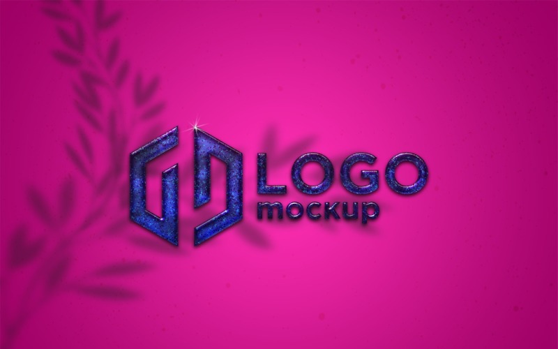 Blue Glitter Logo Mockup Template Product Mockup