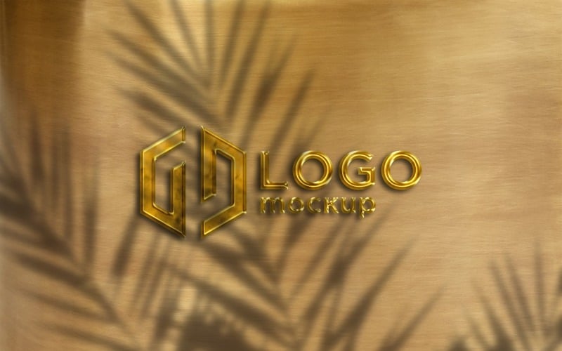 Golden Logo Mockup Template. Product Mockup
