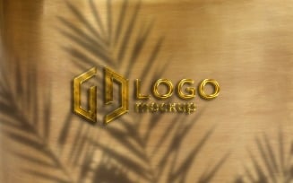 Golden Logo Mockup Template.
