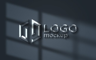 Grey Metal Logo Mockup Template