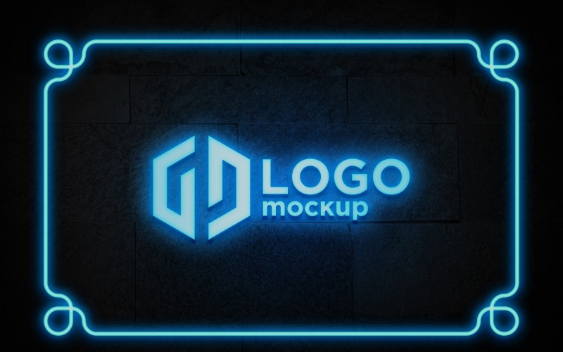 Neon Logo Mockup Template Product Mockup