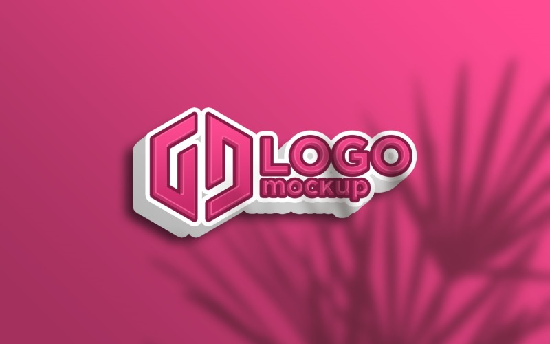 Pink 3D Logo Mockup Template Product Mockup
