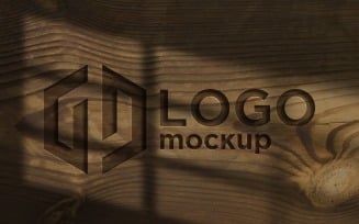 Wooden Engraved Logo Mockup Template