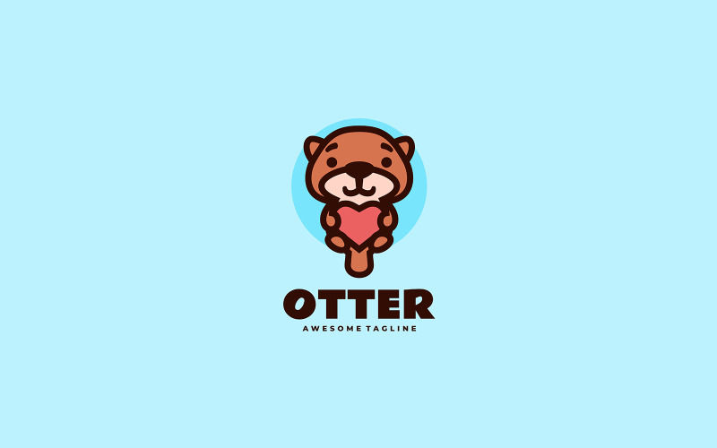 Otter Mascot Cartoon Logo Logo Template