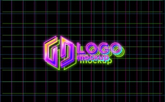 Retro Neon Logo Mockup Template