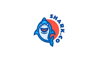 Shark Mascot Cartoon Logo Design