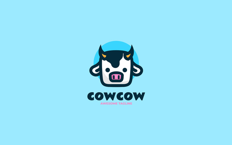 Cow Simple Mascot Logo Design 1 Logo Template