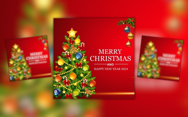 Merry Christmas and Happy New Year Flyer Template Social Media