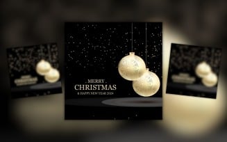 Merry Christmas and Happy New Year Social Media Design Template