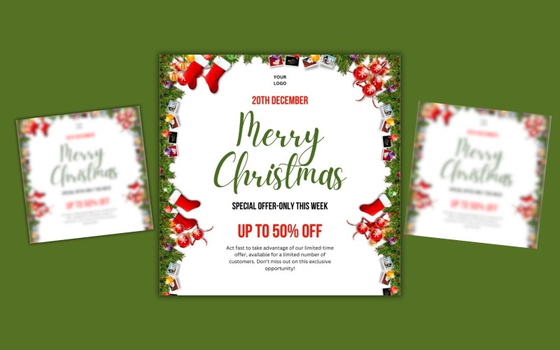 Merry Christmas Offer Sale Design Template Social Media