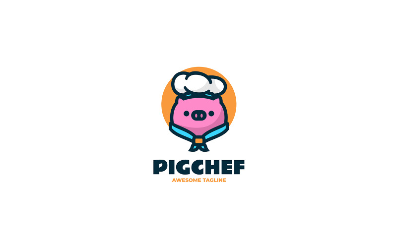 Pig Chef Mascot Cartoon Logo 2 Logo Template