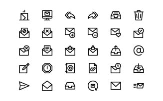 Ready to Use Line Style E-mail Icon Set