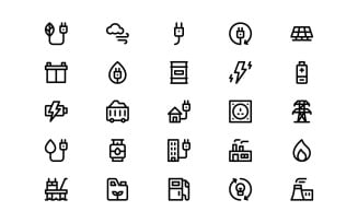 Ready to Use Line Style Energy Icon Set