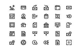 Ready to Use Line Style Finance Icon Set