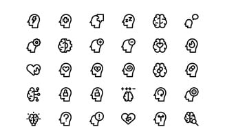 Ready to Use Line Style Mental Health Icon Set