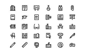 Ready to Use Line Style School Icon Set