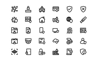 Ready to Use Line Style Security Icon Set