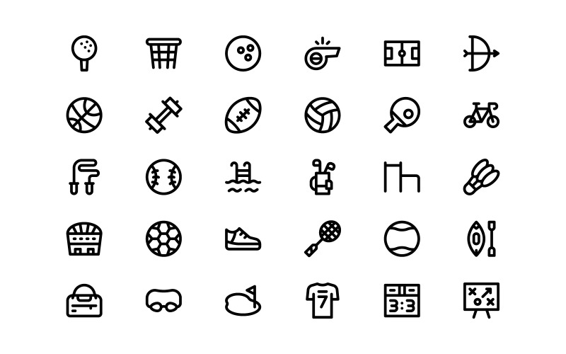 Ready to Use Line Style Sport Icon Set