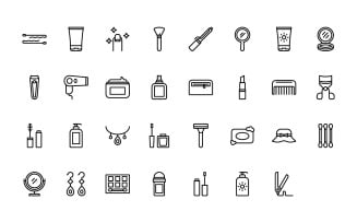 Ready to Use Outline Style Beauty Icon Set