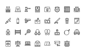 Ready to Use Outline Style Crime Icon Set