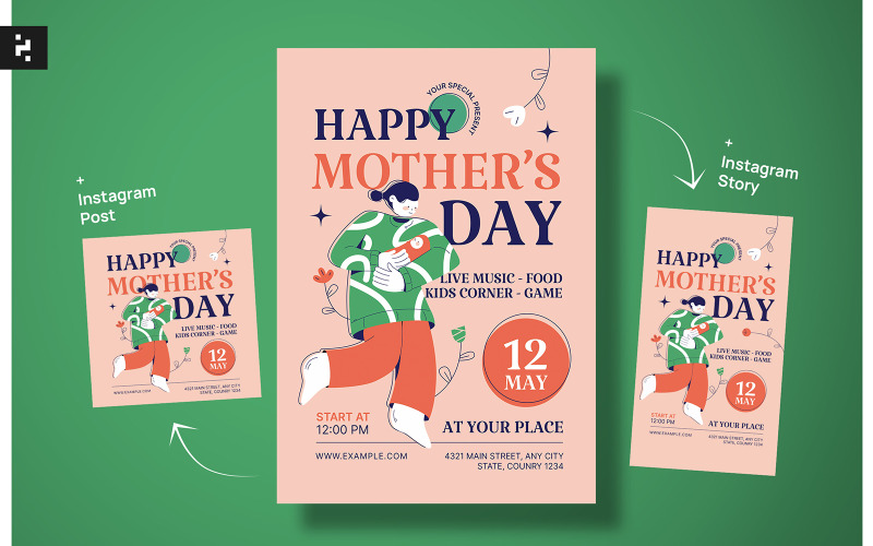Red Creative Mothers Day Flyer Corporate Identity