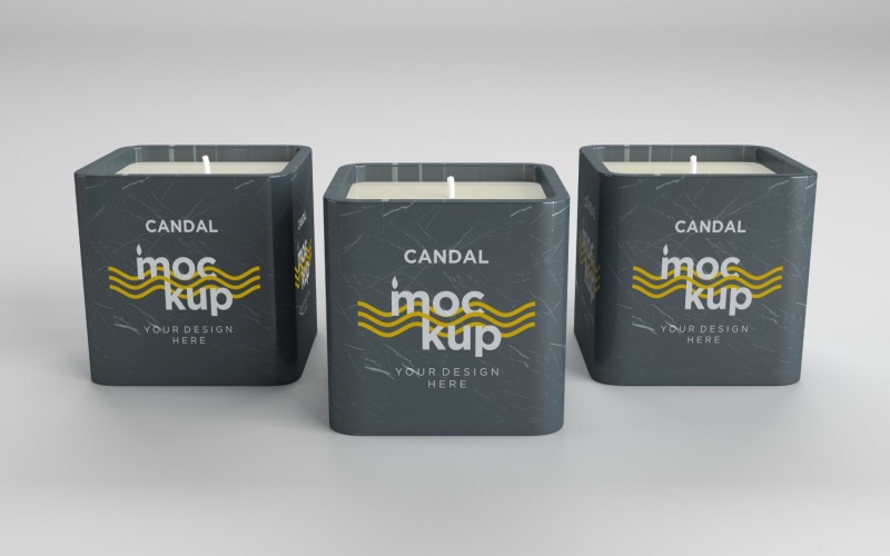 Three Candle Label Packaging Mockup 01 Product Mockup