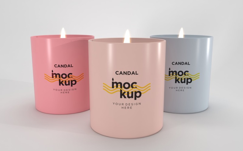 Three Candle Label Packaging Mockup 63 Product Mockup