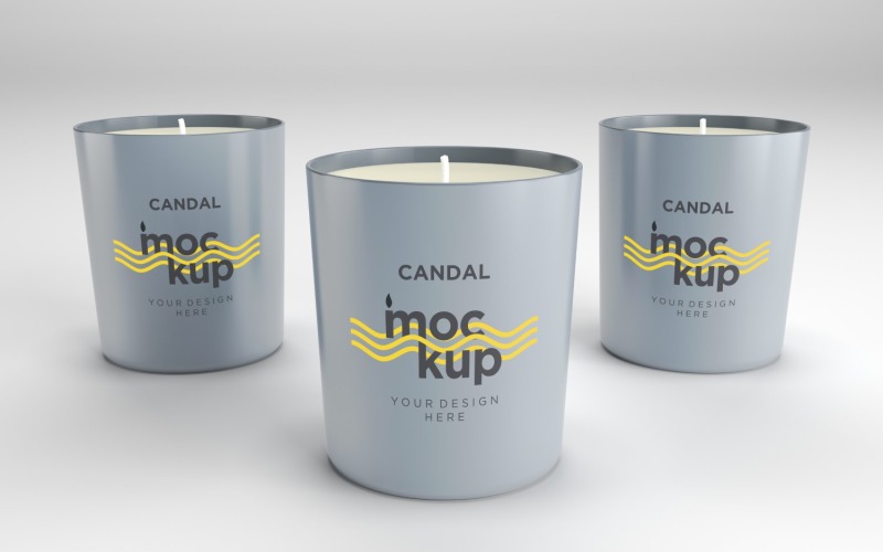 Three Candle Label Packaging Mockup Product Mockup