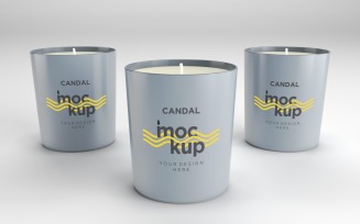 Three Candle Label Packaging Mockup