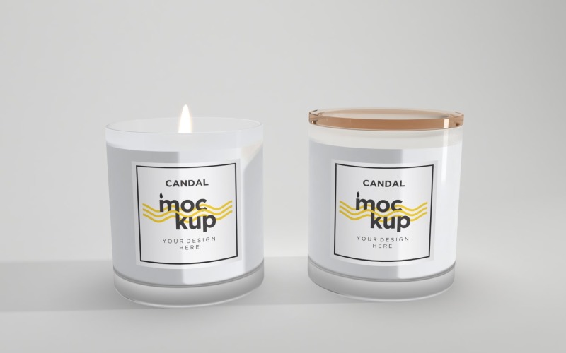 Two Candle Label Packaging Mockup 50 Product Mockup