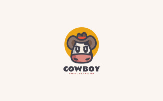 Cowboy Cow Simple Mascot Logo