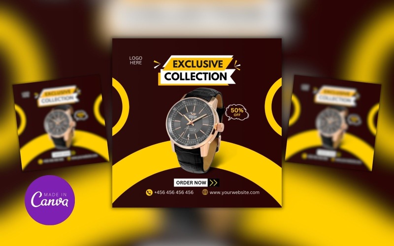 Exclusive Watch Collection Canva Design Template Social Media