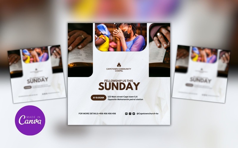 Fellowship With Us Sunday Service Design Template Card Social Media