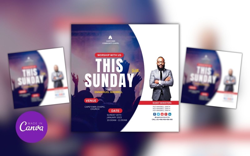 Free Worship With Us Church Design Template Social Media