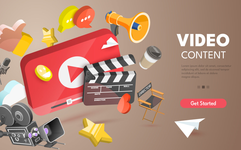 Media Marketing and Video Content Creating Illustration