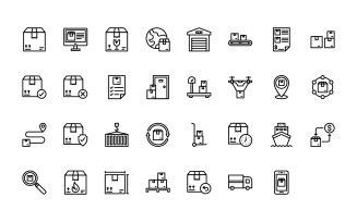 Ready to Use Outline Style Logistics Icon Set