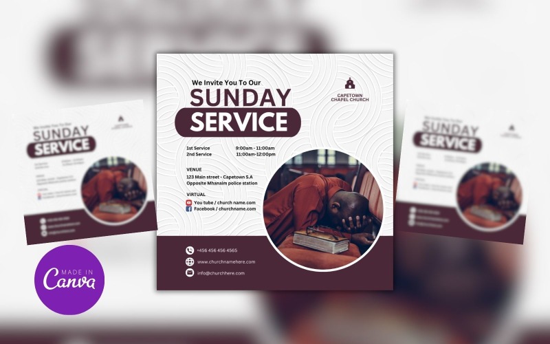 Sunday Service Church Design Template Post Social Media