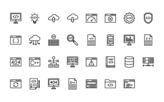 Ready to Use Outline Style Programming Icon Set