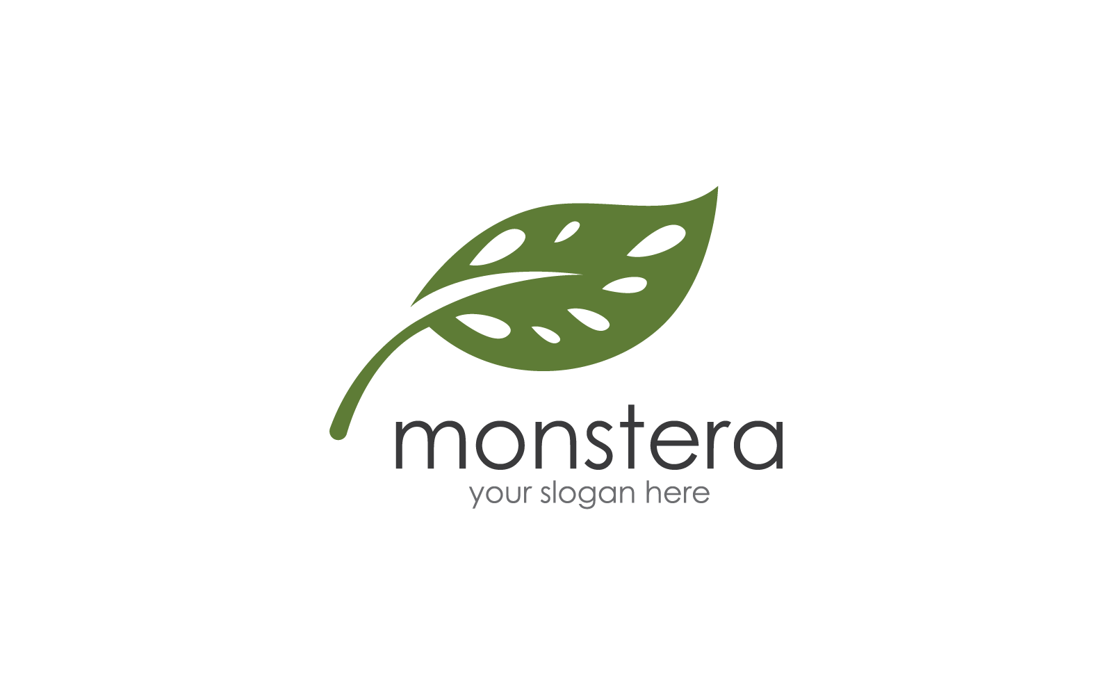 Monstera leaf logo vector flat design illustration template
