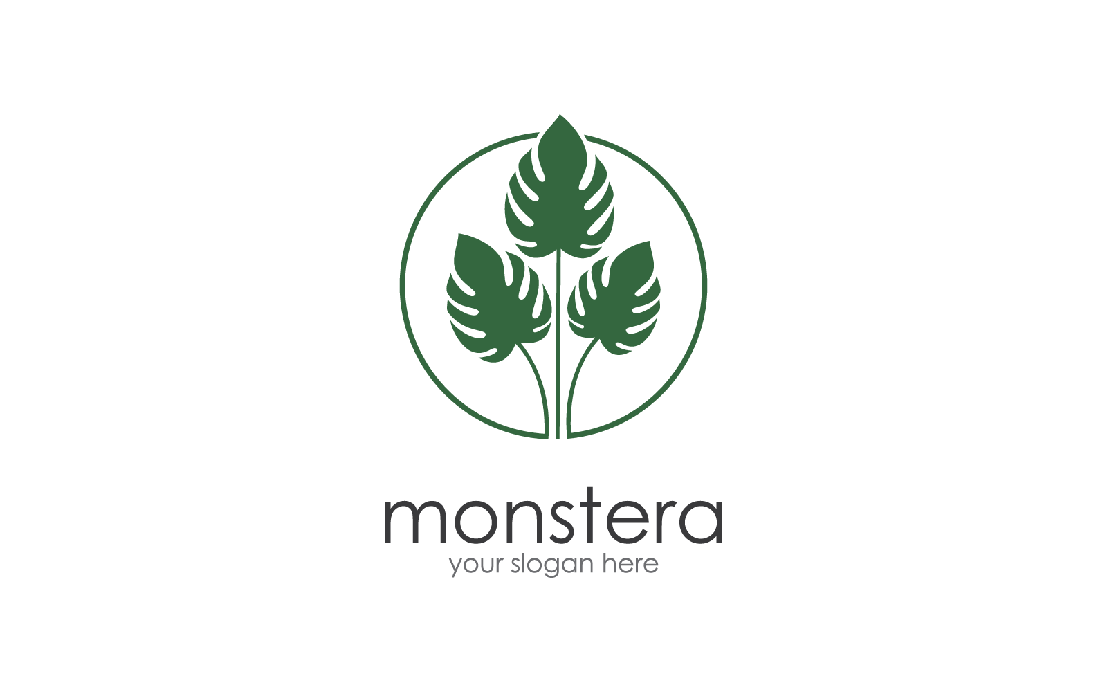 Monstera leaf vector flat design logo illustration
