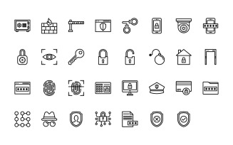 Ready to Use Outline Style Security Icon Set