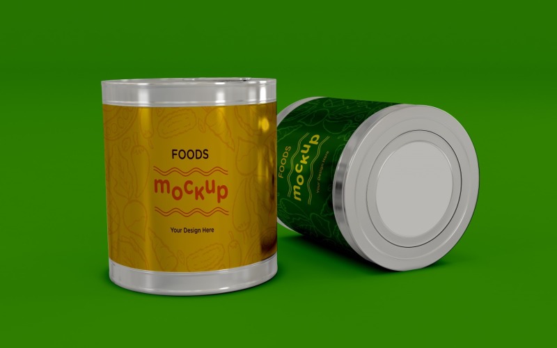 Two Food Tin Can Mockups PSD 07 Product Mockup