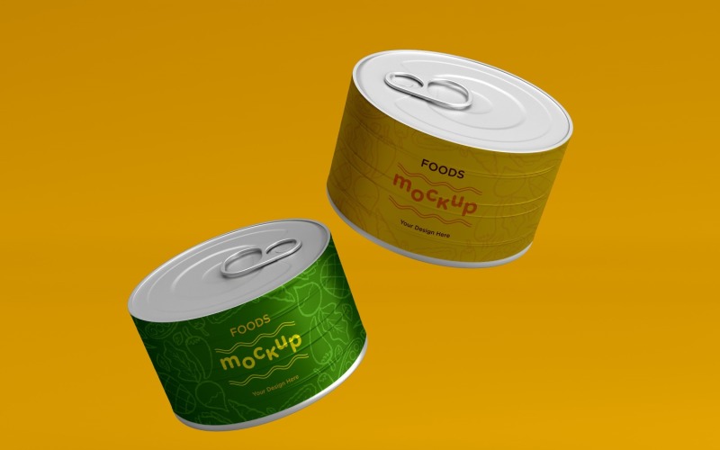 Two Food Tin Can Mockups PSD 11 Product Mockup