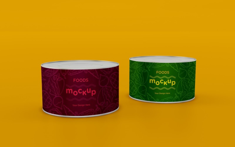 Two Food Tin Can Mockups PSD 13 Product Mockup