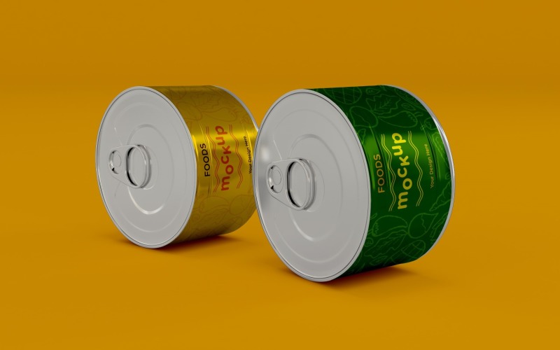 Two Metal Food Tin Packaging Mockup 07 Product Mockup