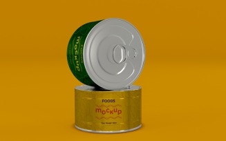 Two Metal Food Tin Packaging Mockup