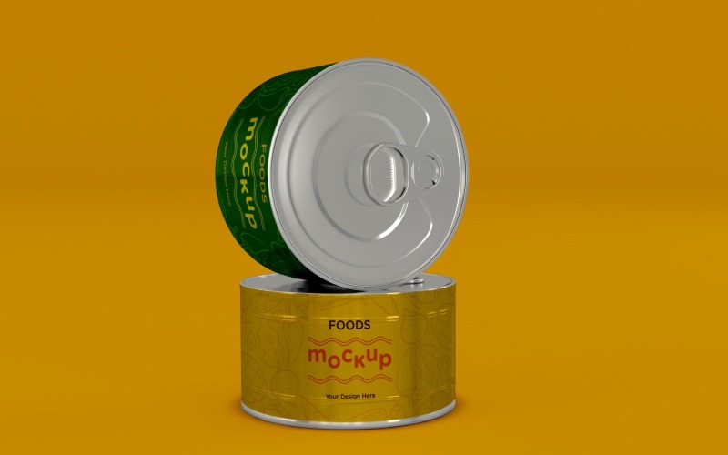 Two Metal Food Tin Packaging Mockup Product Mockup