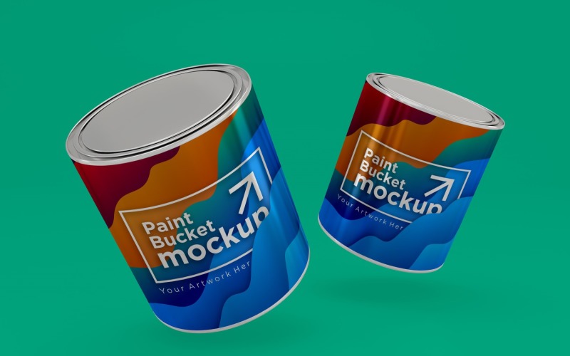Steel Paint Bucket Container packaging mockup 05 Product Mockup