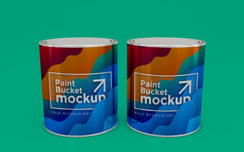 Steel Paint Bucket Container packaging mockup 08 Product Mockup