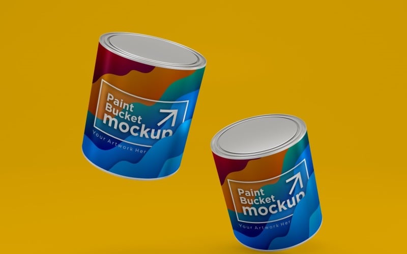 Steel Paint Bucket Container packaging mockup 21 Product Mockup